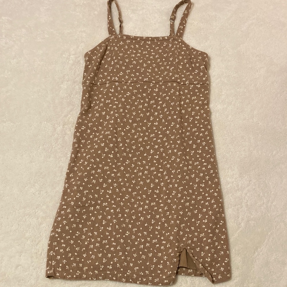 Brown Floral Sleeveless Dress